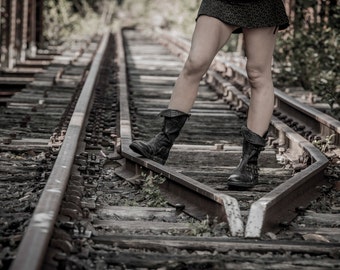 Custom Raven leather slouch boots-Custom boots- festival boots