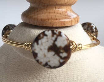 Brown Fire Agate Wire Wrapped Bangle, Wire Wrap Bangle, Wire Bangle, Wire Wrapped Bracelet, Wire Wrap Bracelet