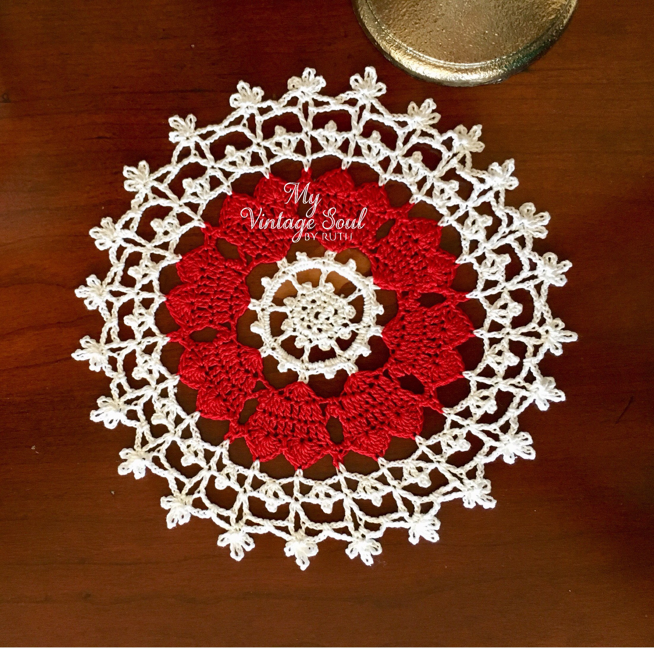 Red Heart Doily Lace Doily Coffee Table Doily Pineapple