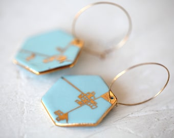 Dyle, blue porcelain earrings