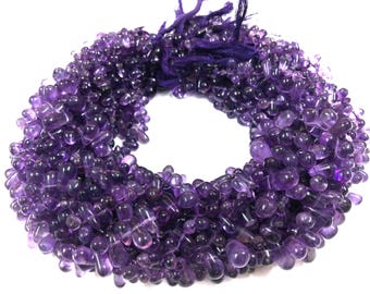 Top Quality AAA+ Natural Purple Amethyst Smooth Gemstone,Plain Teardrop, Amethyst Briolette,Amethyst Beads,Semiprecious Gemstone
