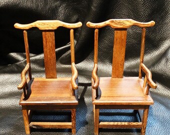 Miniature Chinese Chairs Vintage Pair