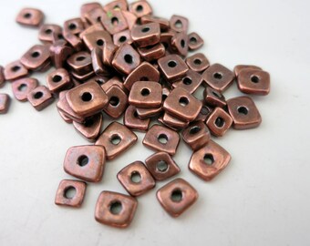 20 Mykonos Bronze Little Chip Beads, 4x2mm Ceramic Boho Bead, Made in Greece