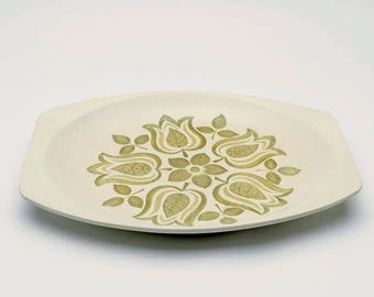 Vintage ceramic serving platter, 1970's platter, floral platter, retro serving plate, floral platter, retro platter, 70's platter, plate