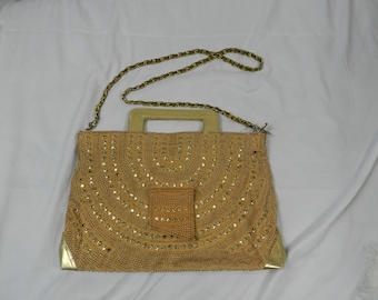 Vintage Gold Studded Handbag / Purse