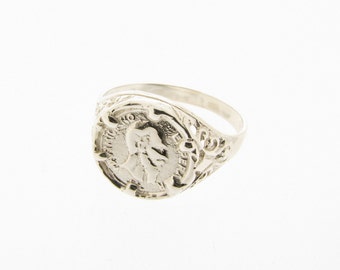 Sterling Silver Maximiliano Emperador Peso Coin Ring - UK Sizes I - S - US Sizes 4 - 9