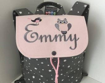 Backpack child custom embroidery with name and nursery or school motif