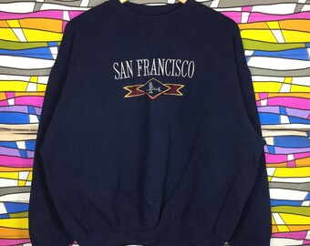 Rare!! San Francisco Sweatshirt Spellout pullover gift black colour xlarge size jumper