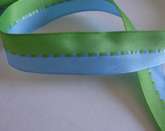 1" blue and green ribbon, 5 yards (180 inches)