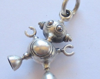 Robot necklace BUBBLEBOT steampunk sterling silver
