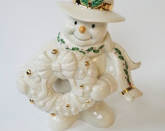 Lenox Snowy Greetings Christmas Snowman Sculpture Figure