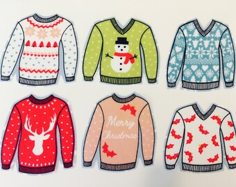 Christmas Jumper Fabric Appliques Iron on Patch. Set of Christmas Sew or Iron on transfers/Sew on motifs