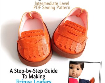 Pixie Faire Miche Designs Fringe Loafers Doll Clothes Pattern for 15 inch American Girl Dolls - PDF