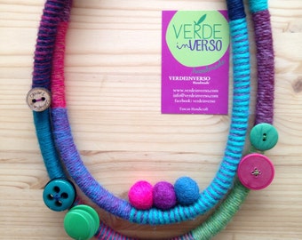 Double round woolen necklaces//Women's Accessories//color Mix necklaces//Women's Accessories//handicrafts//Gift Idea
