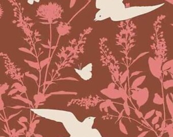 54017 - Joel Dewberry Bungalow Swallow studyin chestnut color - 1/2 yard
