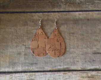 Cork Silver Sparkle Teardrop Earrings, Lightweight, Gifts for her