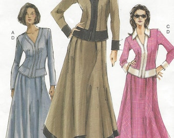 Womens Front Zipper Top and Handkerchief Hem Skirt OOP Vogue Sewing Pattern 7796 Size 12 14 16 Bust 34 36 38 UnCut Vogue Patterns