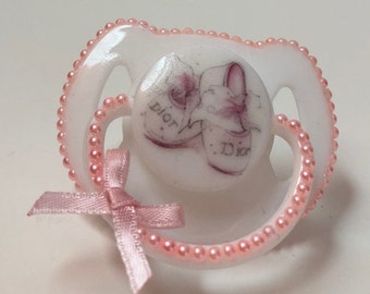 Pink ballet shoes magnetic reborn doll dummy pacifier
