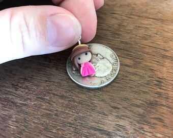Polymer clay charm. Pink princess