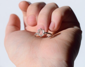 Raw Diamond Ring, Uncut Engagement Ring, simple engagement ring, Simple Promise Ring, rough diamond Ethical Conflict free, Sterling Silver