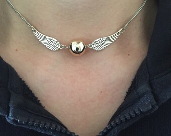 Harry Potter Quidditch Golden Snitch Necklace, Hogwarts, Quidditch, Magic School Students Gift, Geek Gifts, Best Friends Gifts