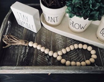TheLoop wooden garland, natural tassel, canister garland. candle garland, wood garland