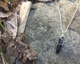 Black Obsidian Wire Wrapped Pendant