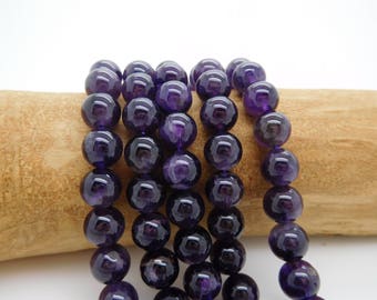 40 round pearls amethyst 8mm semi precious stone / natural stone