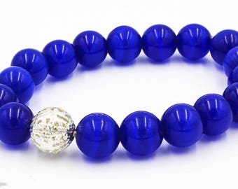 Navy blue with Silver Design Bracelet