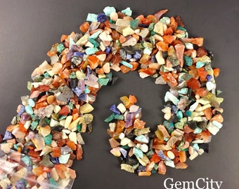3 Lbs. of Small Natural Semi Precious Gemstone Small Rough Tumbled Stones Bulk Assorted Mix - Amethyst Crystal, Rose Quartz, Crystal Quartz