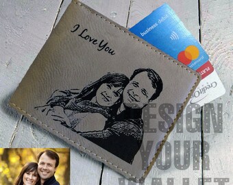 Mens wallet, Personalized Mens Wallet, Custom engraved leather wallet, men wallets, fathers day, gift for men, photo wallet, bi-fold wallet