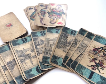 19th Century German Bourgeois Tarot Cards Garbaty Cigarettes Partial Very Rare