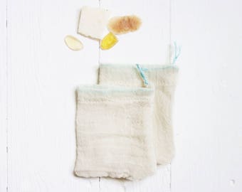 Soap Pouch, Set of 2 / Soap Saver, zero waste made from organic cotton