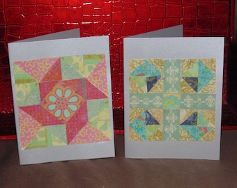 paper mosaic cards, quilt cards,set of 2 blank cards