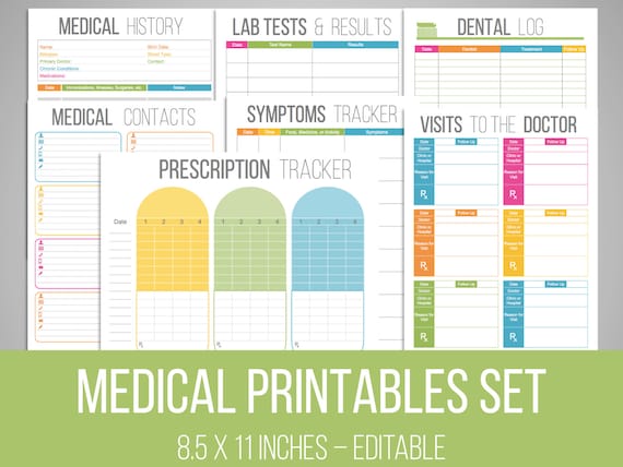 medical printables set organizing printables editable appointment tracker template