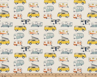 Retro Vintage Camper Fabric by the yard Premier Prints Maya Macon Fabric Yardage Home Decor Fabric 54" Wide Upholstery Fabric