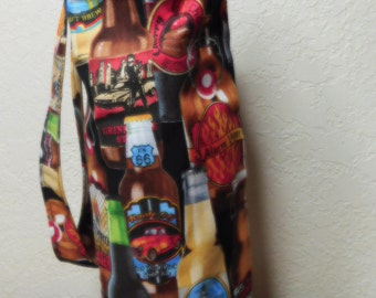 Beer Bottles Wine Totes, Beautiful Novelty Wine Carry / Gift Bags, Market Bags Beer fabric print