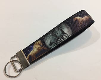 Beautiful Horses Keychain Wristlet Key Fob
