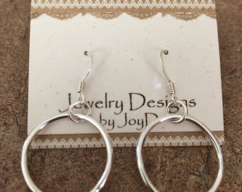 Simple silver hoops 3/4 inch hoops sterling silver