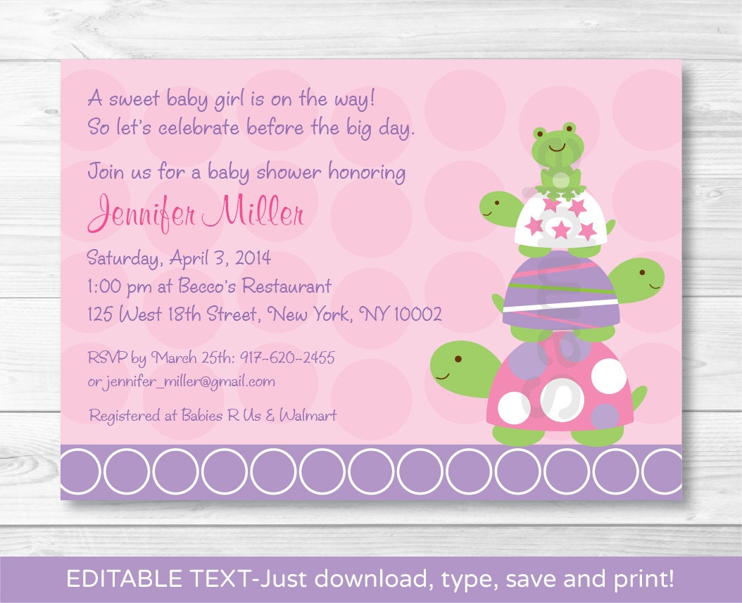 Turtle Baby Shower Invitation Templates 10