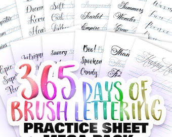 365 Days of Brush Lettering – Practice Sheet Mega Pack