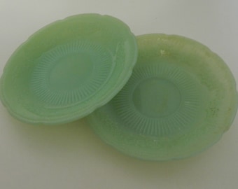 Alice Jadite Jadeite Fire King Saucers Anchor Hocking Fire King Lot of Two