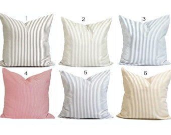 Ticking Stripe Pillow Covers, French Ticking Decorative Pillow, Throw Pillow, Cushion, All Sizes,Euro Sham,cm,French Country.Farmhouse Decor