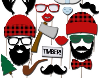 Printable Lumberjack Photo Props, Lumberjack Photo Booth Props, Holiday Props, Instant Download - DP406