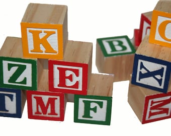 Alphabet Wood Blocks, Wooden Blocks, ABC Blocks, Guest Book Signing, Baby Alphabet Blocks, Cake Decor,Photographer Prop,Wooden Letter Blocks
