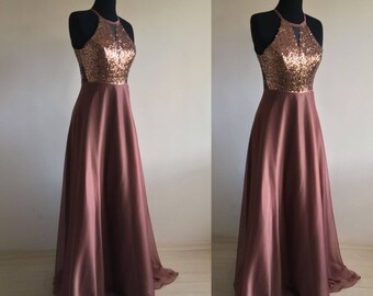 copper chiffon dress