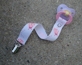 Ribbon Pacifier Clip- Ladybugs