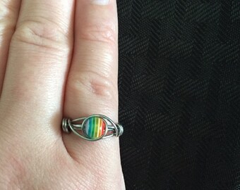 Rainbow Wire Wrapped Rainbow Ring