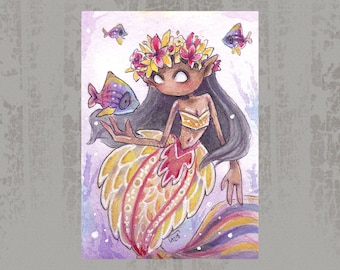 MerMay 2018 Card 25 - Original ACEO, watercolor painting