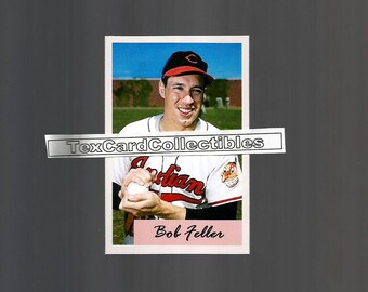 Bob Feller Cleveland Indians New, Custom Made 1954 Bowman Style Baseball Card. 3 3/4 x 2 1/2. Mint Condition.